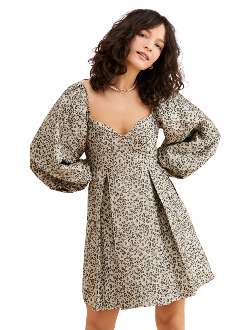 UO | Sister Jane – Tempo Leopard Jacquard Puff Sleeve Mini Dress – Sz. XS